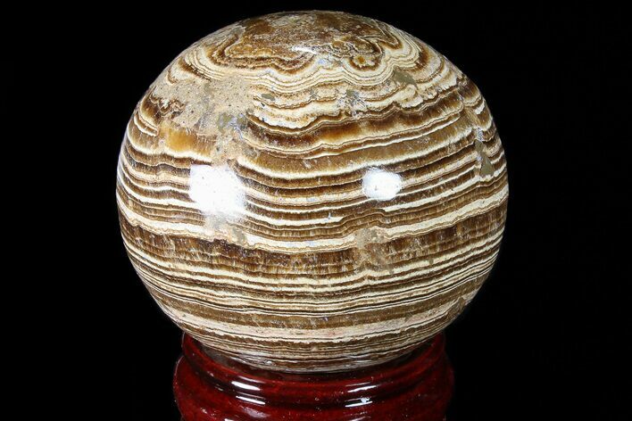 Polished, Banded Aragonite Sphere - Morocco #82281